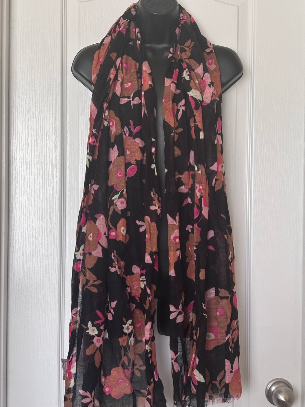 Women’s Floral Lightweight Scarf - Pink & Brown Print